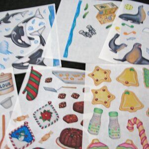 Creative Memories, Marine Fun, Grandma's Kitchen, Santa: 6 New block stickers,